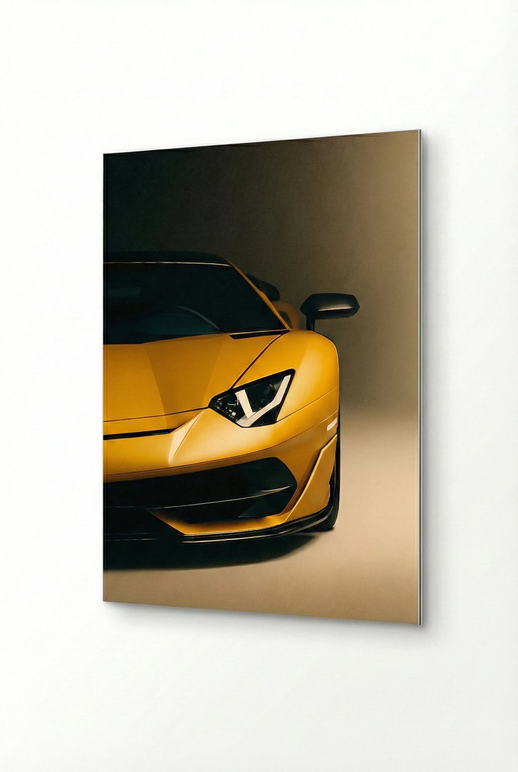 Golden Supercar metal print for home decor and men cave