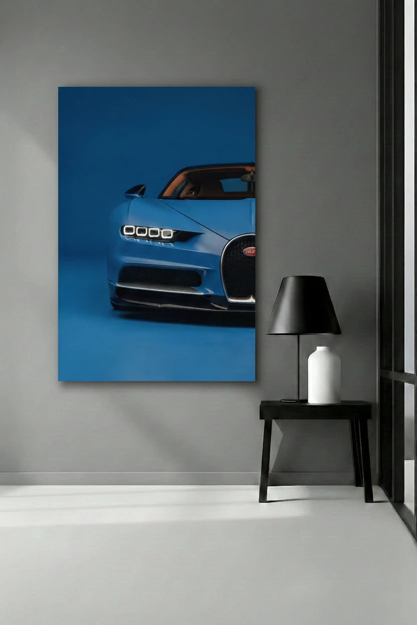 Modern aluminum print of luxurious hypercar. For home decor and office