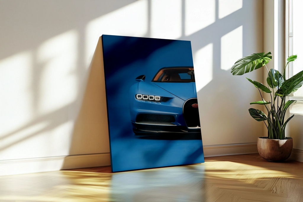 Skyblue Hypercar metal print for luxury home decor