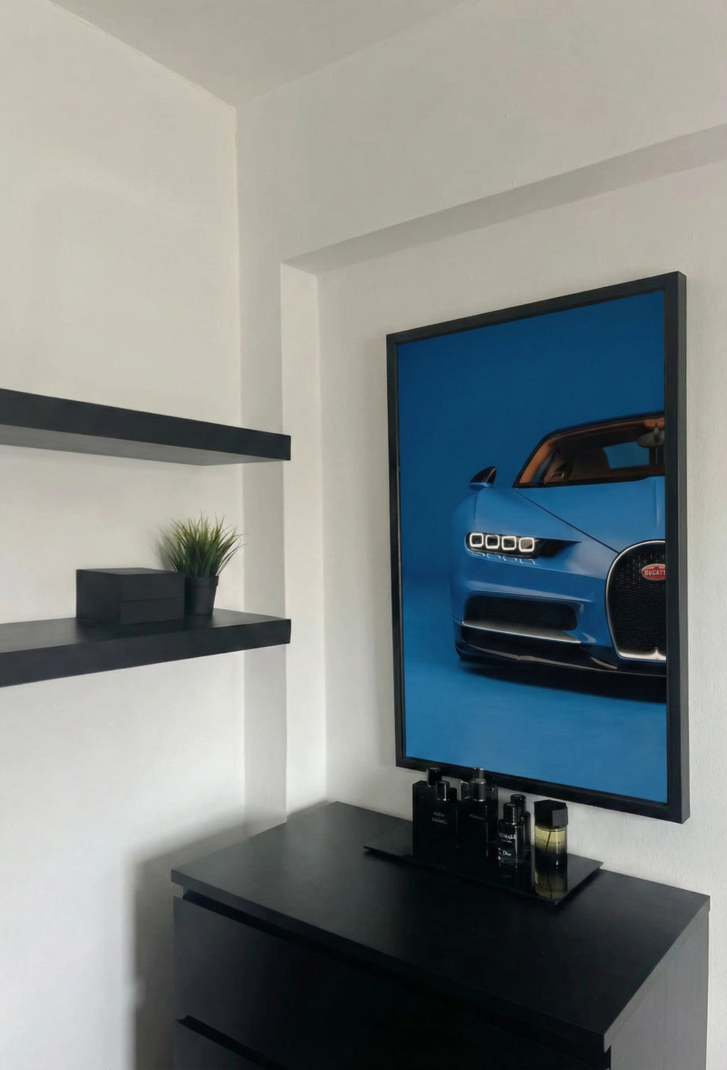 Framed luxury hypercar wall art for modern decor and living room